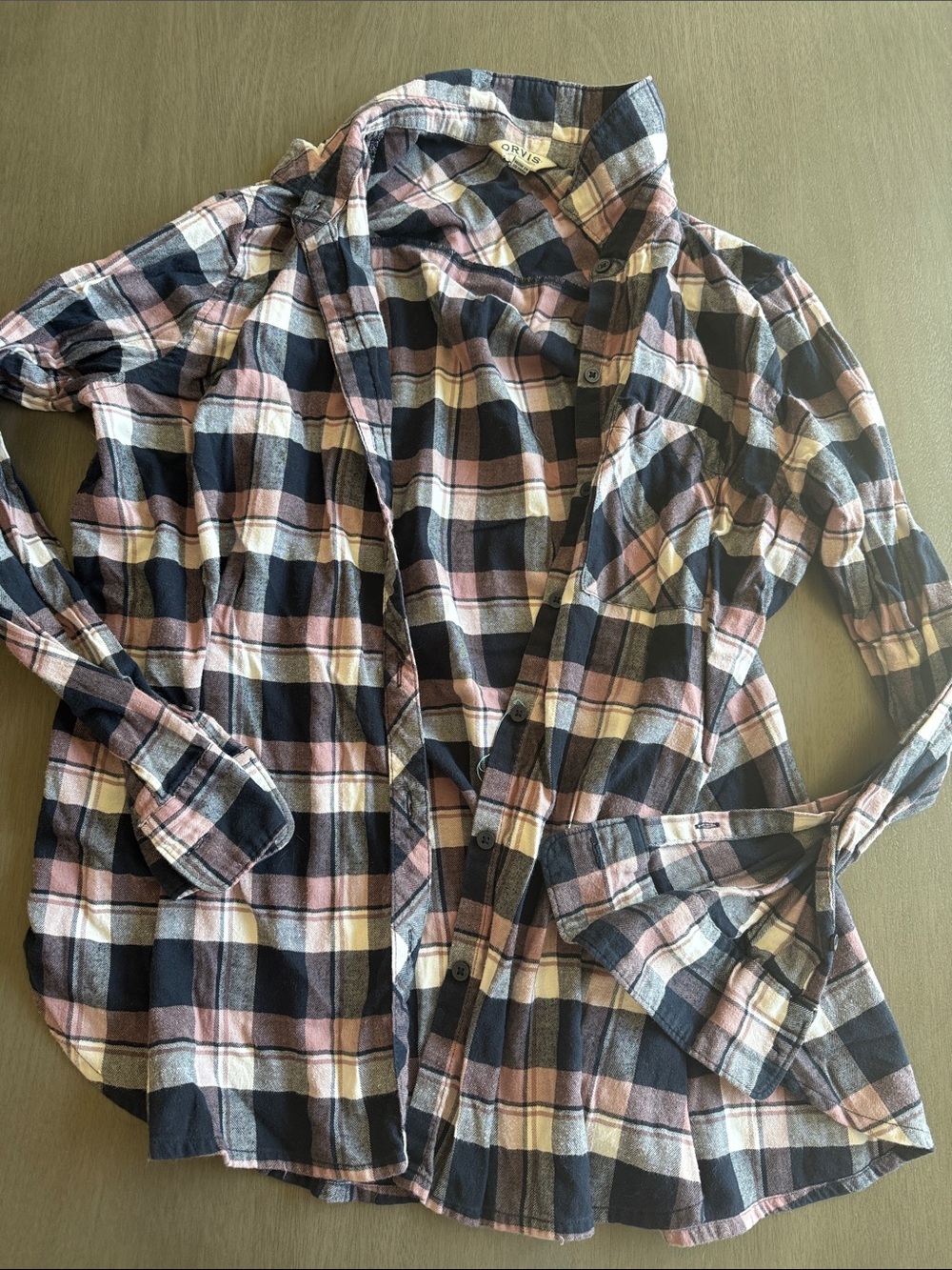 Orvis Black, Pink & Cream Plaid Button-Down Shirt